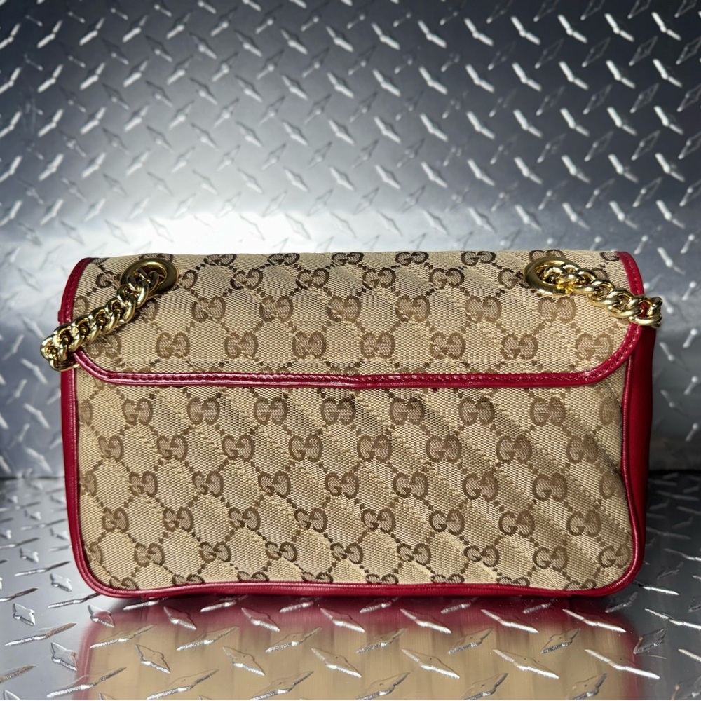 Gucci Azalea Marmont GG Chain Shoulder Bag in Red - Picture 2 of 16